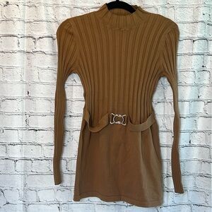 ⭐️Requirements brown stretchy sweater tunic top long sleeves ribbed mock neck M